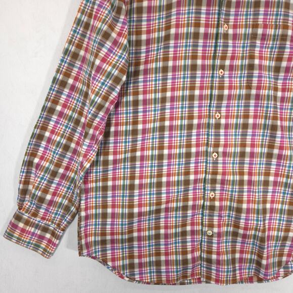 Peter Millar Shirt Mens L Multicolor Plaid Casual Preppy Long Sleeve Button Up - Picture 4 of 11